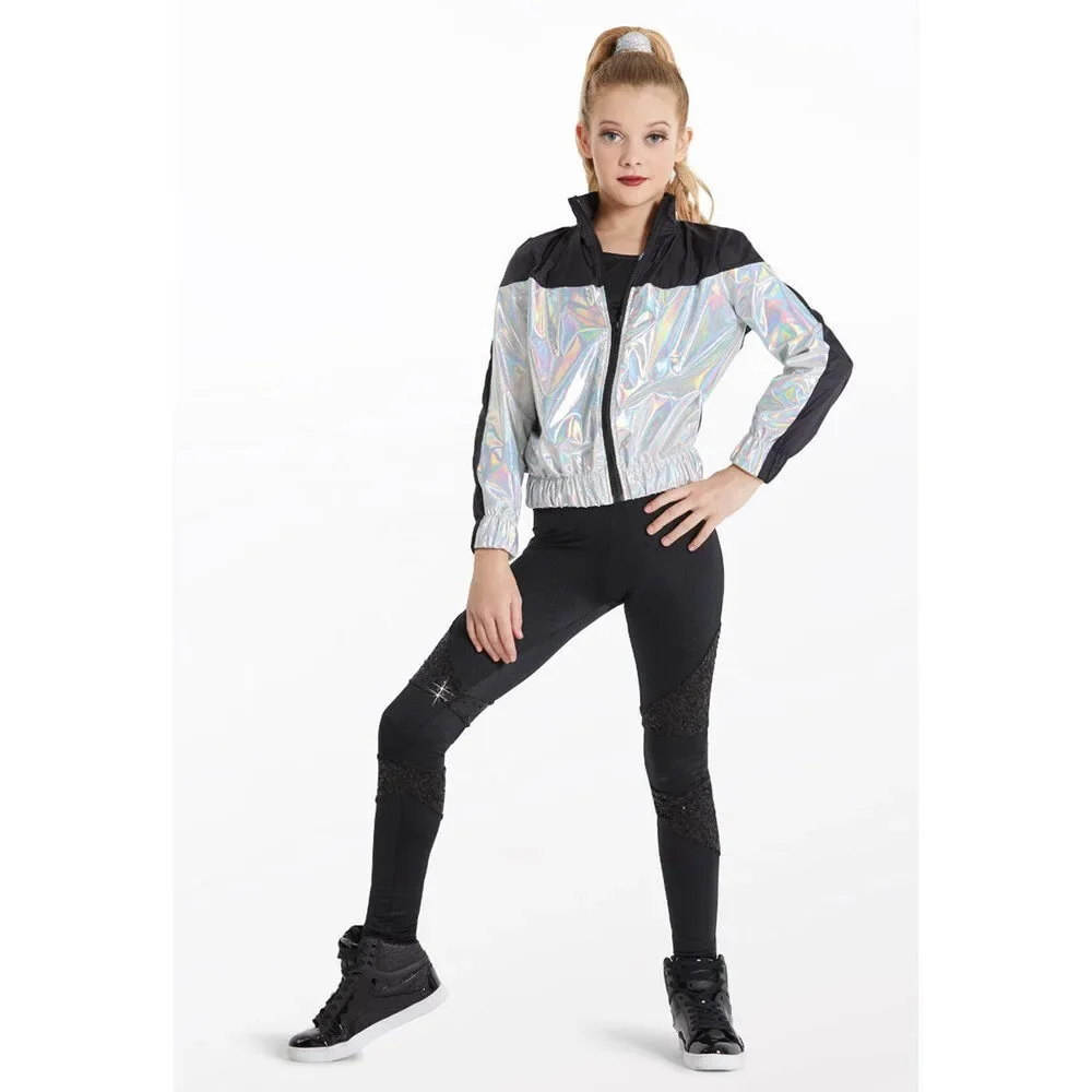 Pre-Owned Dance Costume Weissman 12255 XXL Child Silver 3pc Set Jazz Shiny